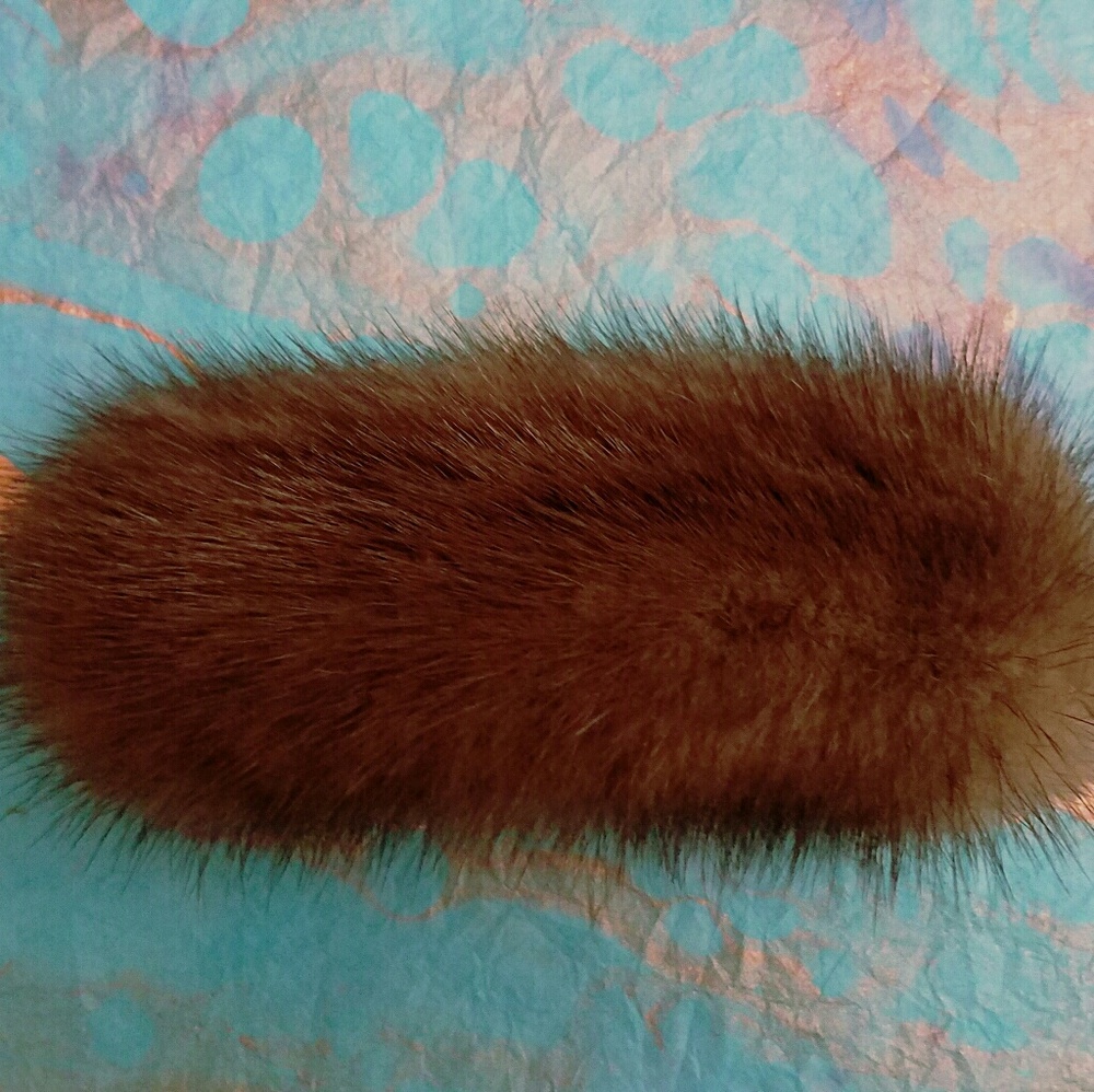 Real Gray Mink Fur Hair Clip New